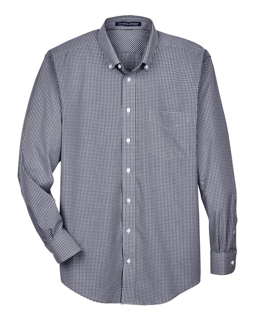 Devon & Jones Men's Crown Collection® Gingham Check Woven Dress Shirt - D640 Navy