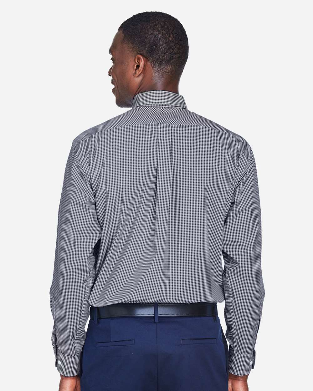 Devon & Jones Men's Crown Collection® Gingham Check Woven Dress Shirt - D640 Navy