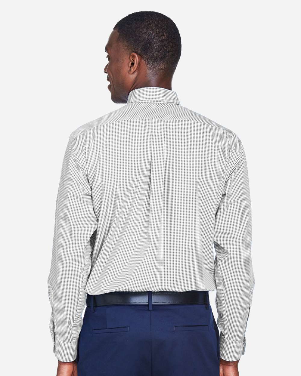 Devon & Jones Men's Crown Collection® Gingham Check Woven Dress Shirt - D640 Silver