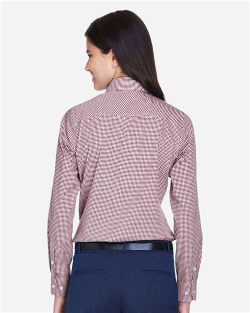 Devon & Jones Women's Crown Collection® Gingham Check Woven Dress Shirt - D640W Burgundy