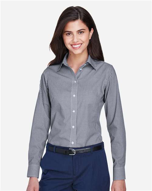 Devon & Jones Women's Crown Collection® Gingham Check Woven Dress Shirt - D640W Navy