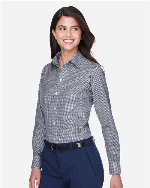 Devon & Jones Women's Crown Collection® Gingham Check Woven Dress Shirt - D640W Navy