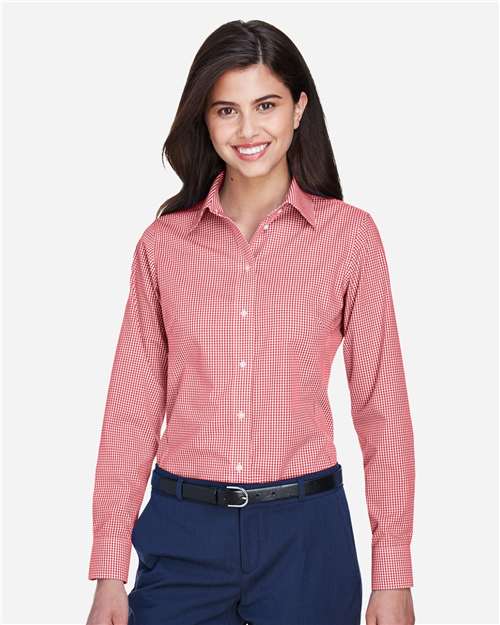 Devon & Jones Women's Crown Collection® Gingham Check Woven Dress Shirt - D640W Red