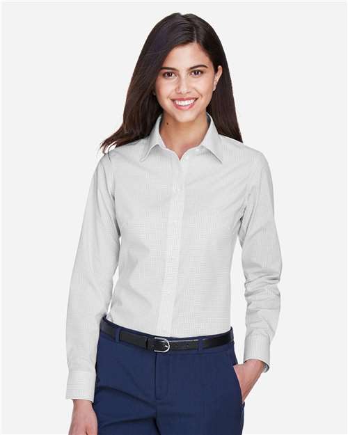 Devon & Jones Women's Crown Collection® Gingham Check Woven Dress Shirt - D640W Silver