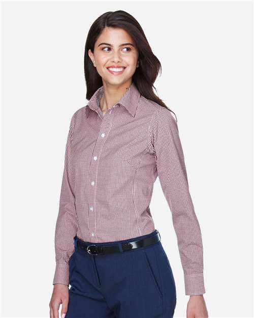 Devon & Jones Women's Crown Collection® Gingham Check Woven Dress Shirt - D640W Burgundy