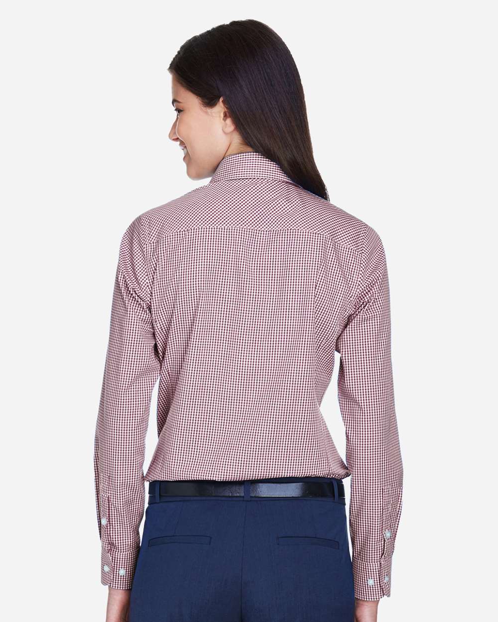 Devon & Jones Women's Crown Collection® Gingham Check Woven Dress Shirt - D640W Burgundy