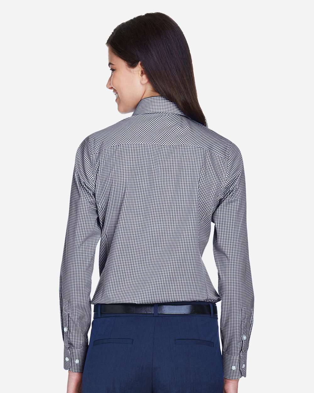 Devon & Jones Women's Crown Collection® Gingham Check Woven Dress Shirt - D640W Navy
