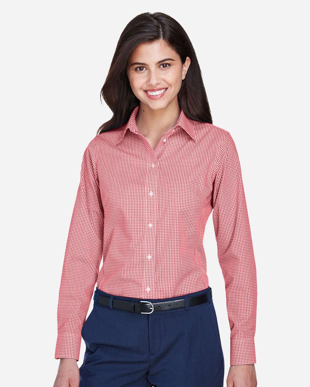 Devon & Jones Women's Crown Collection® Gingham Check Woven Dress Shirt - D640W Red