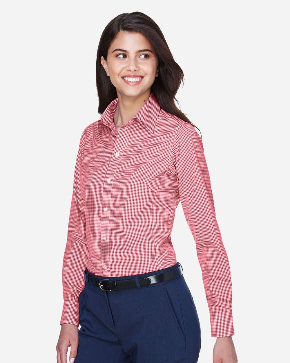Devon & Jones Women's Crown Collection® Gingham Check Woven Dress Shirt - D640W Red