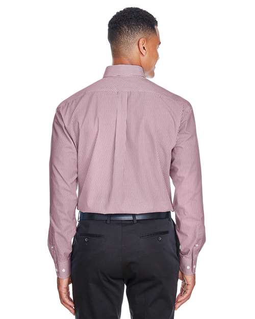 Devon & Jones Men's Crown Collection® Banker Stripe Woven Dress Shirt - D645 Burgundy