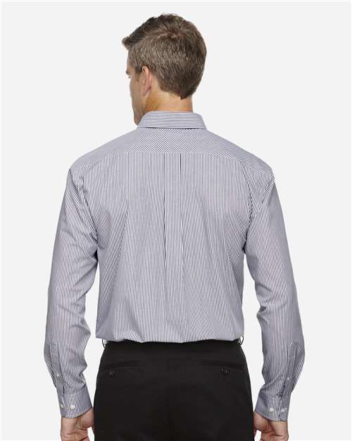 Devon & Jones Men's Crown Collection® Banker Stripe Woven Dress Shirt - D645 Navy