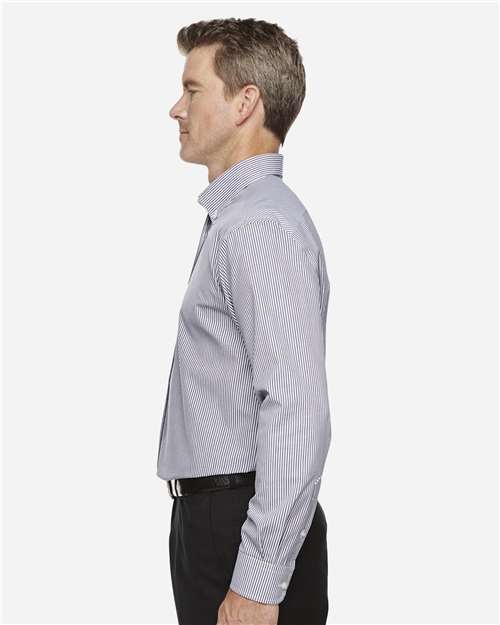 Devon & Jones Men's Crown Collection® Banker Stripe Woven Dress Shirt - D645 Navy