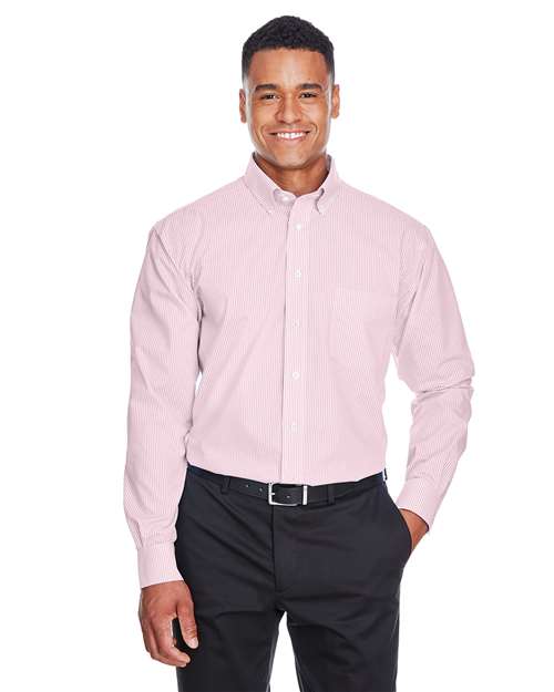 Devon & Jones Men's Crown Collection® Banker Stripe Woven Dress Shirt - D645 Pink