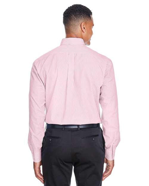 Devon & Jones Men's Crown Collection® Banker Stripe Woven Dress Shirt - D645 Pink
