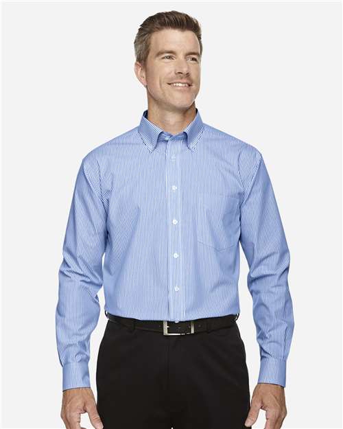 Devon & Jones Men's Crown Collection® Banker Stripe Woven Dress Shirt - D645 French Blue