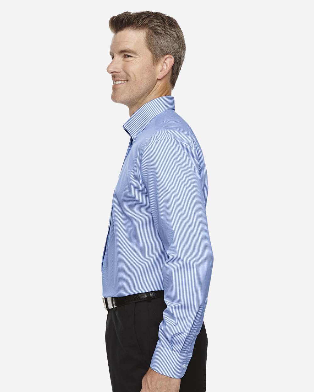 Devon & Jones Men's Crown Collection® Banker Stripe Woven Dress Shirt - D645 French Blue