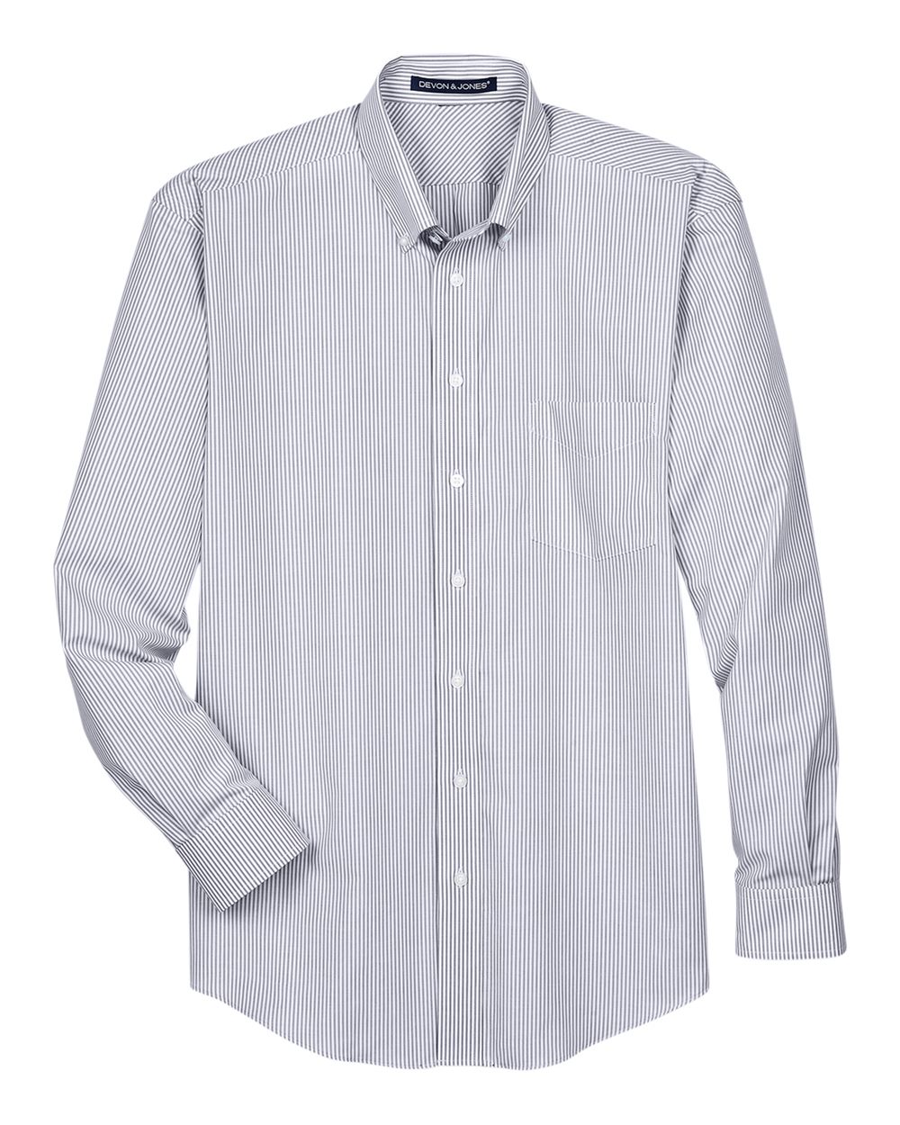 Devon & Jones Men's Crown Collection® Banker Stripe Woven Dress Shirt - D645 Navy
