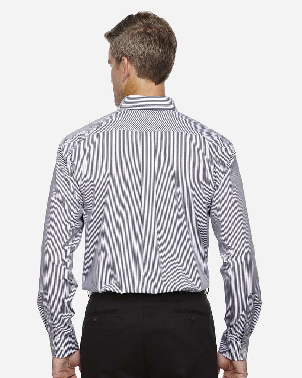 Devon & Jones Men's Crown Collection® Banker Stripe Woven Dress Shirt - D645 Navy