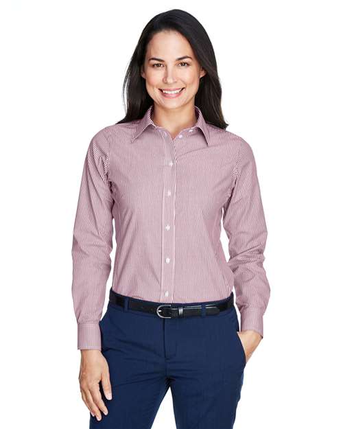Devon & Jones Women's Crown Collection® Banker Stripe Woven Dress Shirt - D645W Burgundy