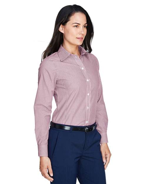 Devon & Jones Women's Crown Collection® Banker Stripe Woven Dress Shirt - D645W Burgundy