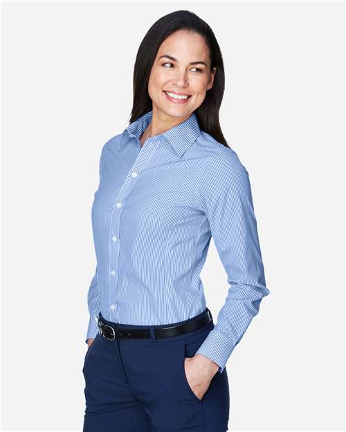 Devon & Jones Women's Crown Collection® Banker Stripe Woven Dress Shirt - D645W French Blue