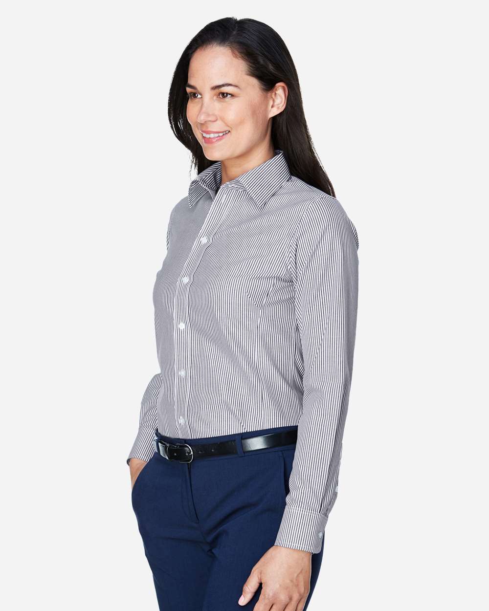 Devon & Jones Women's Crown Collection® Banker Stripe Woven Dress Shirt - D645W Navy
