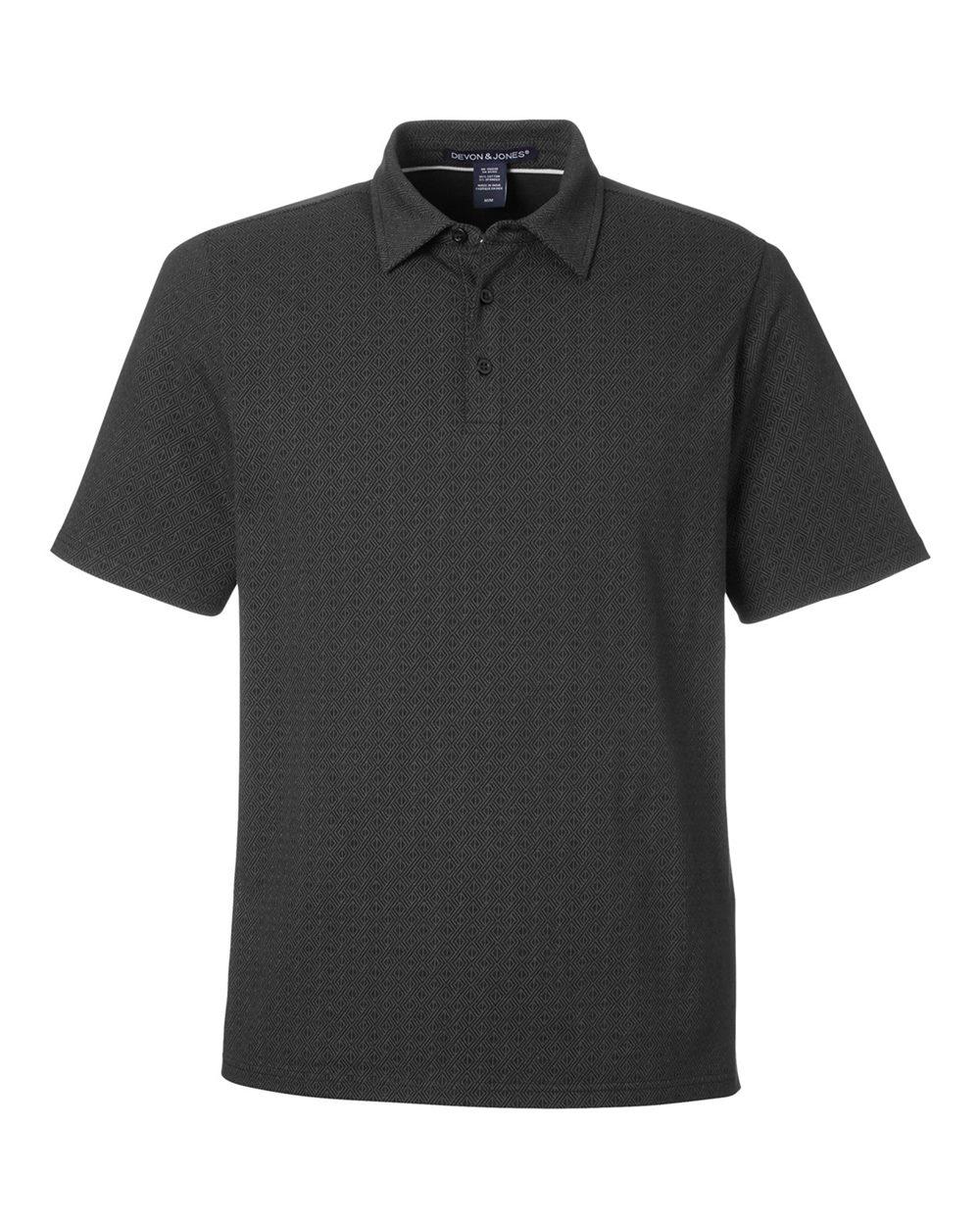 Devon & Jones Men's Crownlux Performance® Geo Polo - DG101 Black- Graphite