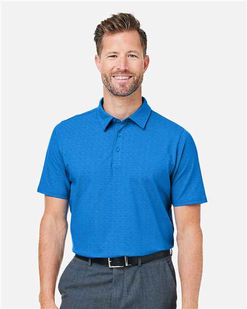 Devon & Jones Men's Crownlux Performance® Geo Polo - DG101 French Blue- Crystal Blue