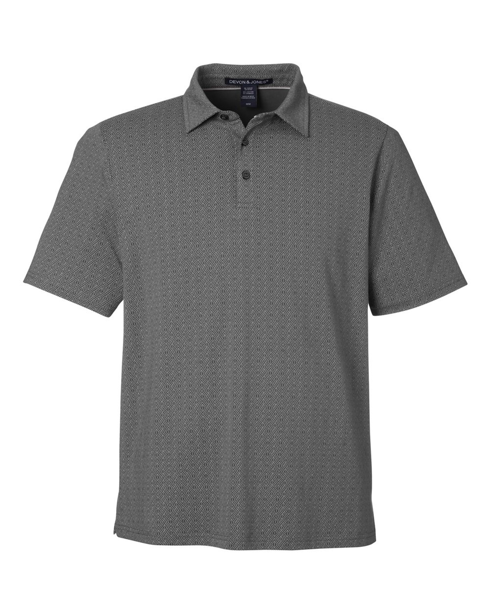 Devon & Jones Men's Crownlux Performance® Geo Polo - DG101 Graphite- Silver