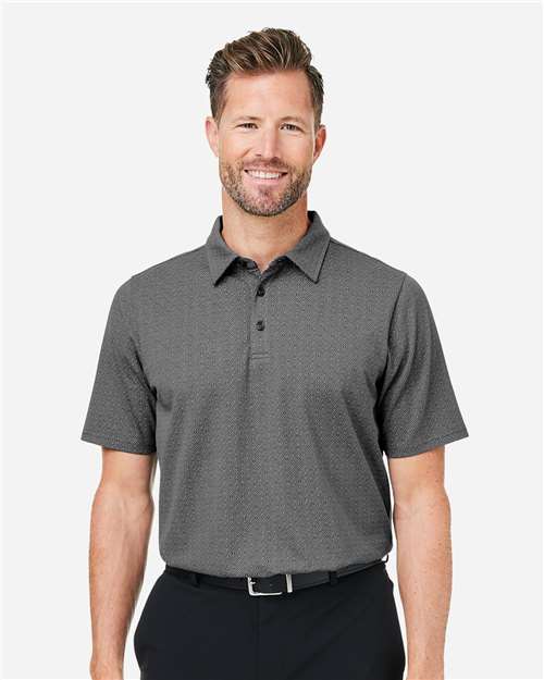 Devon & Jones Men's Crownlux Performance® Geo Polo - DG101 Graphite- Silver