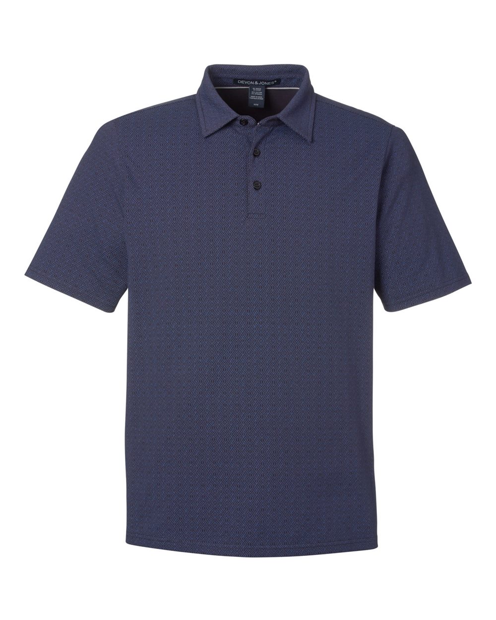 Devon & Jones Men's Crownlux Performance® Geo Polo - DG101 Navy- French Blue
