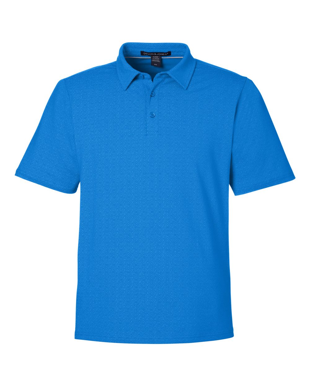 Devon & Jones Men's Crownlux Performance® Geo Polo - DG101 French Blue- Crystal Blue