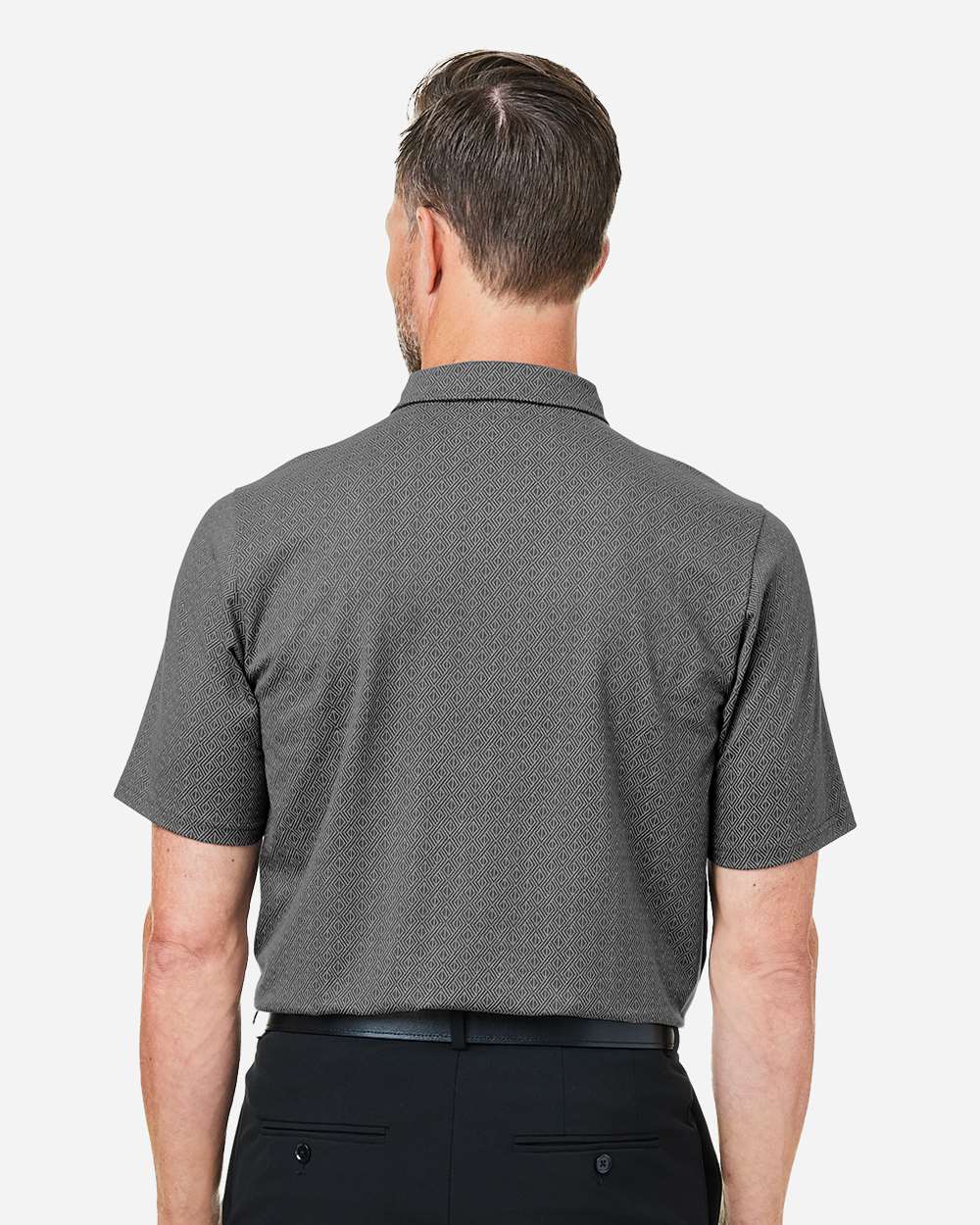 Devon & Jones Men's Crownlux Performance® Geo Polo - DG101 Graphite- Silver