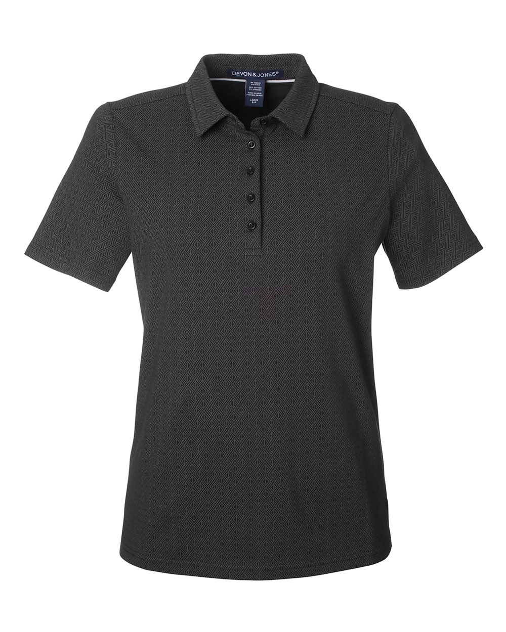 Devon & Jones Women's Crownlux Performance® Geo Polo - DG101W Black- Graphite