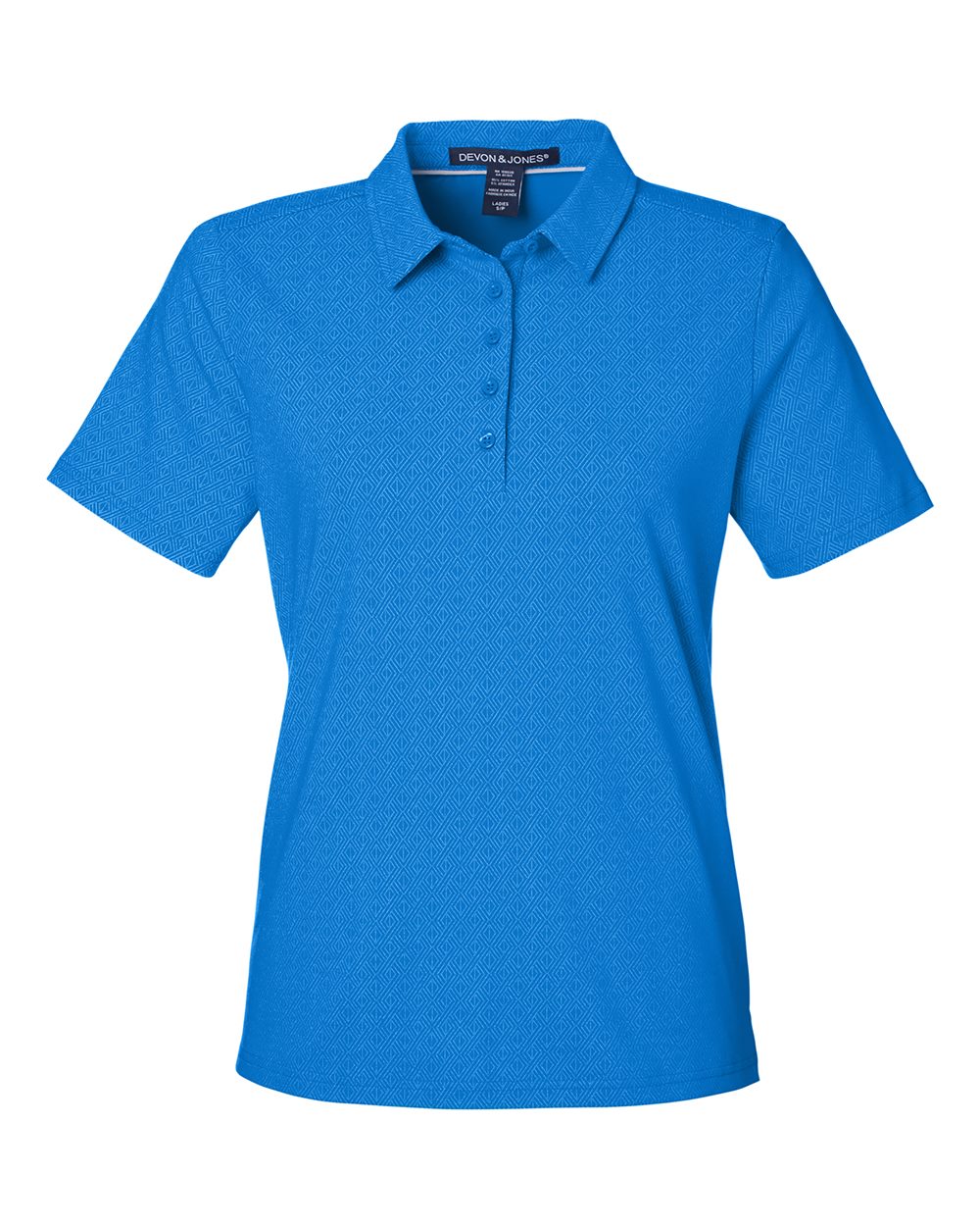 Devon & Jones Women's Crownlux Performance® Geo Polo - DG101W French Blue- Crystal Blue