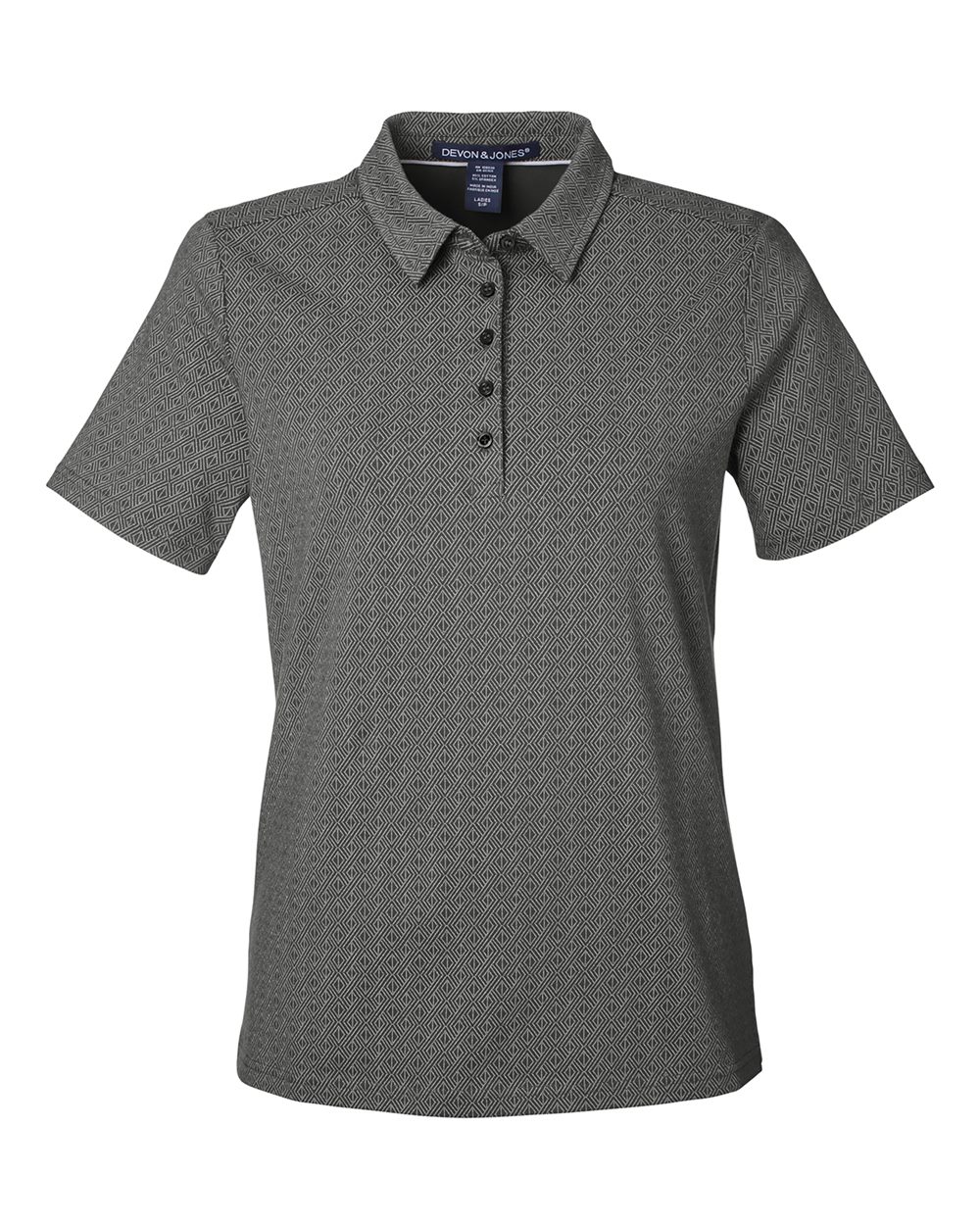 Devon & Jones Women's Crownlux Performance® Geo Polo - DG101W Graphite- Silver