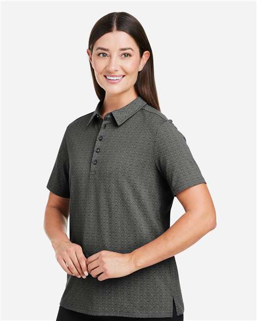 Devon & Jones Women's Crownlux Performance® Geo Polo - DG101W Graphite- Silver