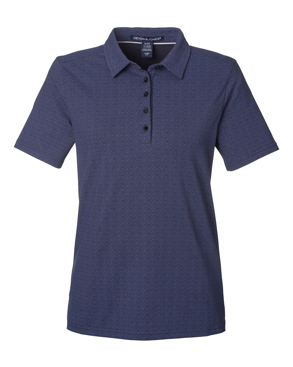 Devon & Jones Women's Crownlux Performance® Geo Polo - DG101W Navy- French Blue