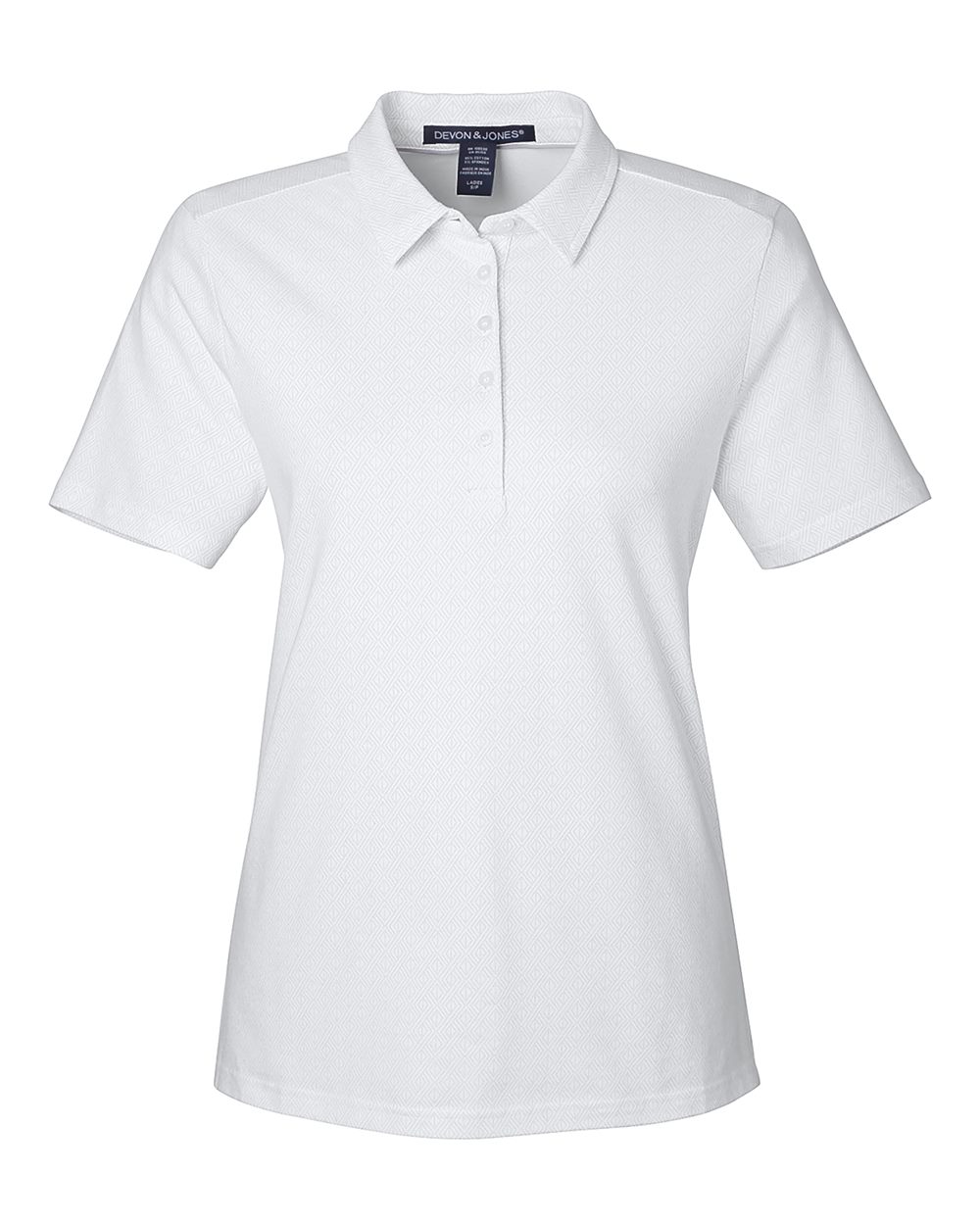 Devon & Jones Women's Crownlux Performance® Geo Polo - DG101W White- Silver
