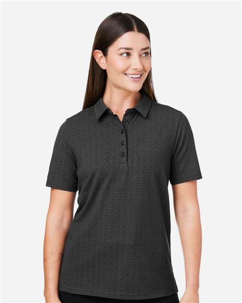 Devon & Jones Women's Crownlux Performance® Geo Polo - DG101W Black- Graphite