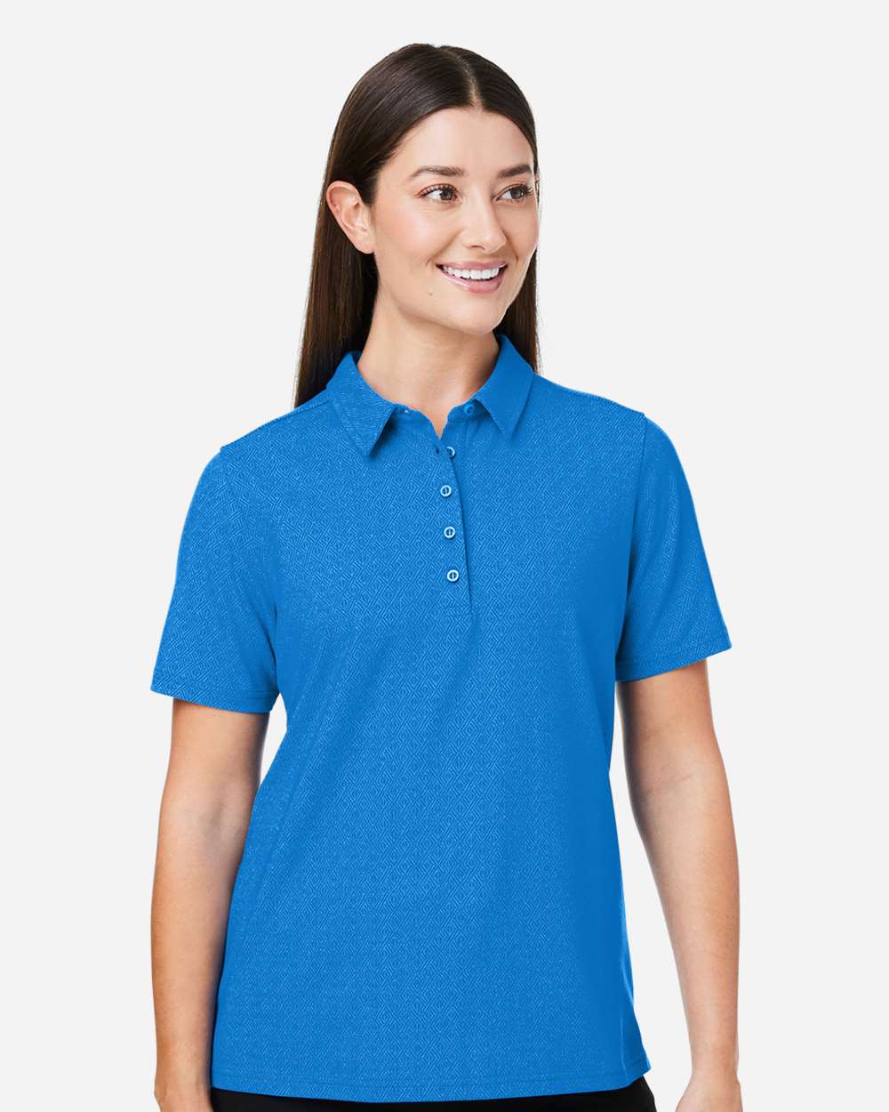 Devon & Jones Women's Crownlux Performance® Geo Polo - DG101W French Blue- Crystal Blue