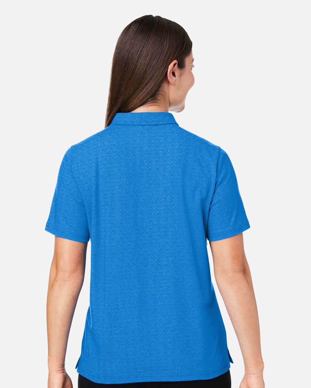 Devon & Jones Women's Crownlux Performance® Geo Polo - DG101W French Blue- Crystal Blue