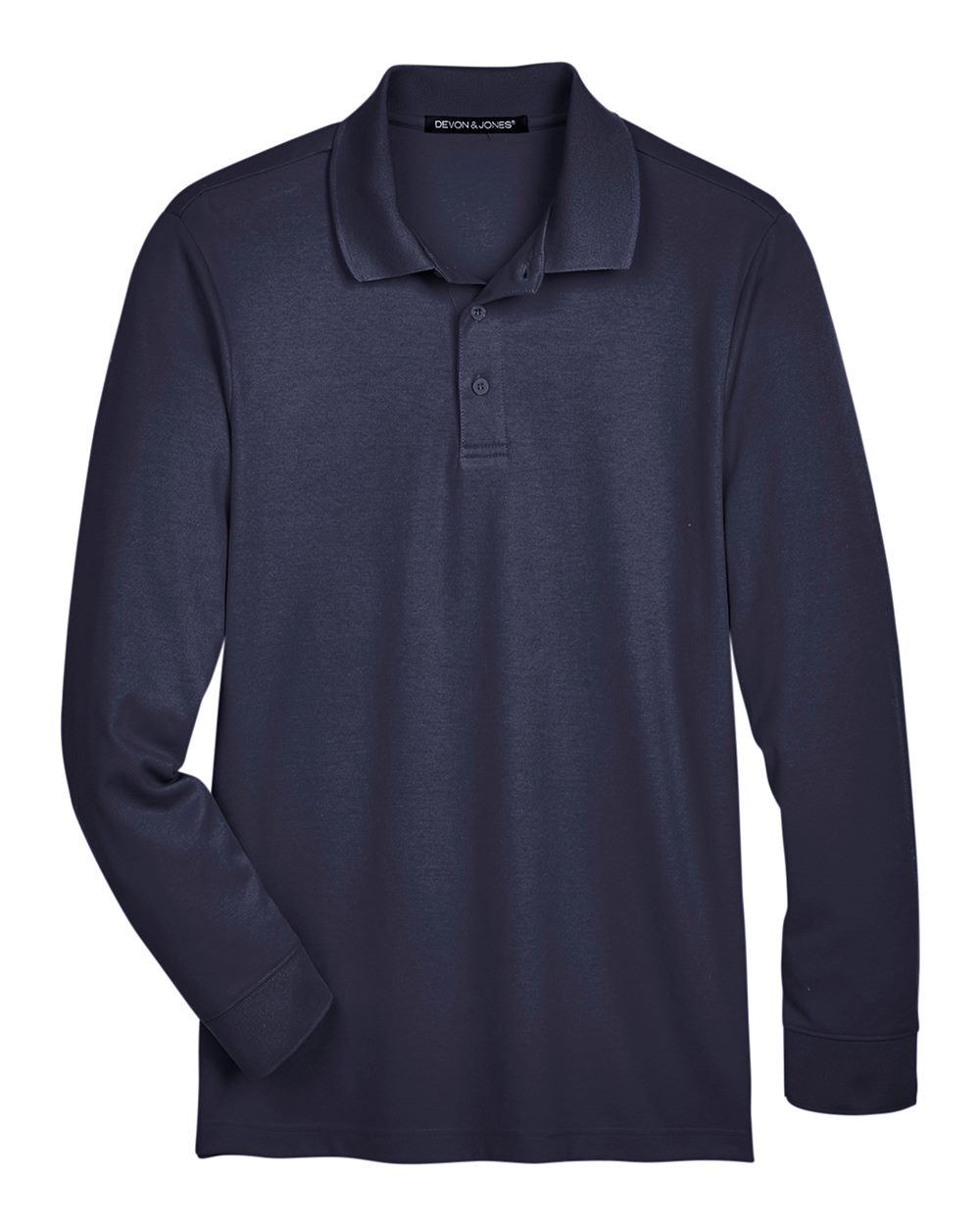 Devon & Jones Men's CrownLux Performance® Plaited Long Sleeve Polo - DG20L Navy