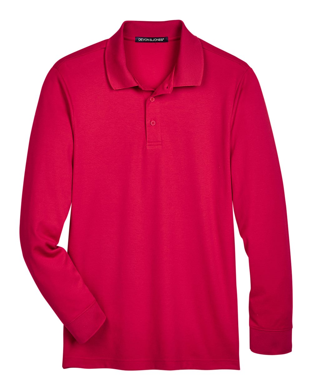 Devon & Jones Men's CrownLux Performance® Plaited Long Sleeve Polo - DG20L Red
