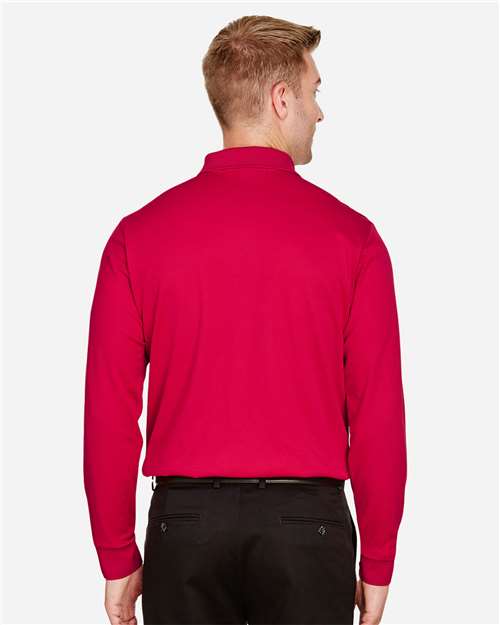 Devon & Jones Men's CrownLux Performance® Plaited Long Sleeve Polo - DG20L Red