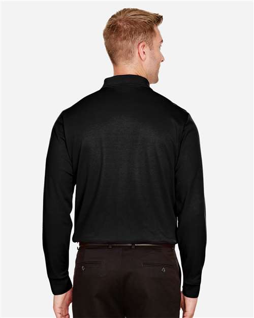 Devon & Jones Men's CrownLux Performance® Plaited Long Sleeve Polo - DG20L Black