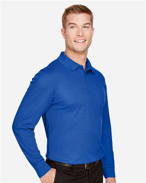 Devon & Jones Men's CrownLux Performance® Plaited Long Sleeve Polo - DG20L True Royal
