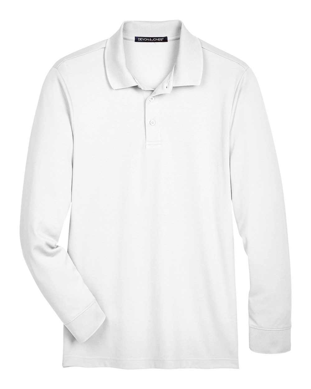Devon & Jones Men's CrownLux Performance® Plaited Long Sleeve Polo - DG20L White