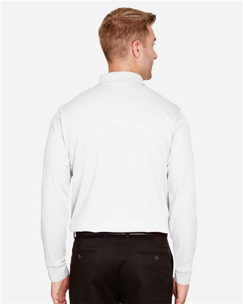Devon & Jones Men's CrownLux Performance® Plaited Long Sleeve Polo - DG20L White
