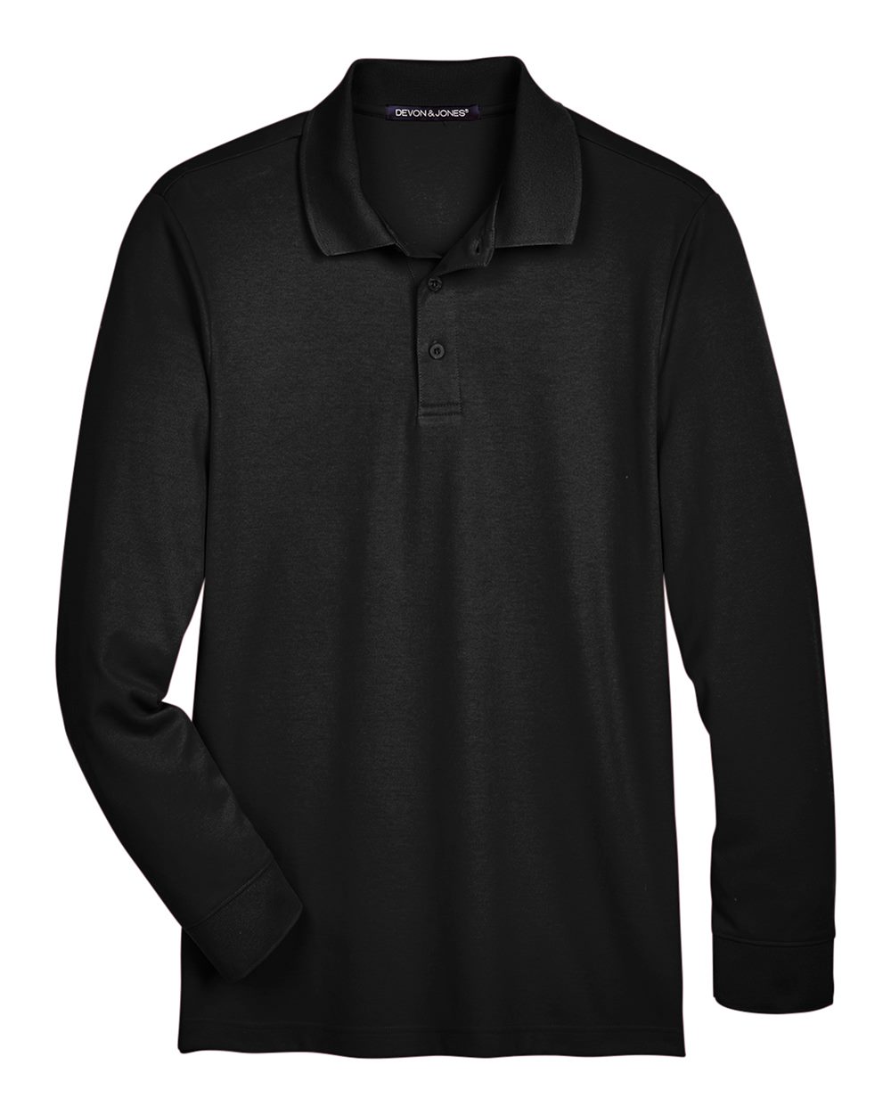 Devon & Jones Men's CrownLux Performance® Plaited Long Sleeve Polo - DG20L Black
